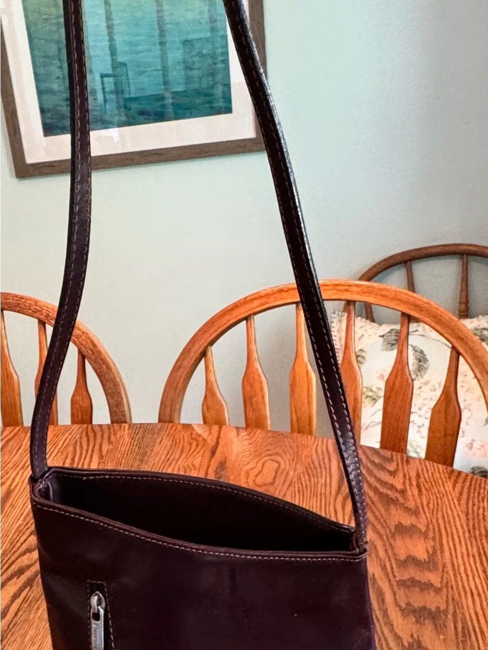 Florence Genuine Leather Crossbody Bag — Burgundy